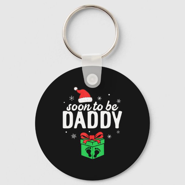 Soon To Be Daddy Christmas Funny Pregnancy Announc Key Ring (Front)
