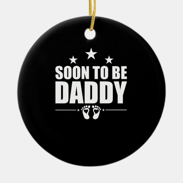 Soon To Be Daddy Pregnancy Announcement Reveal Dad Ceramic Tree Decoration (Front)