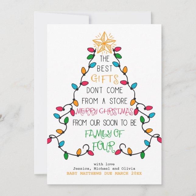 Soon to Be Family of Four Christmas Pregnancy Holiday Card (Front)