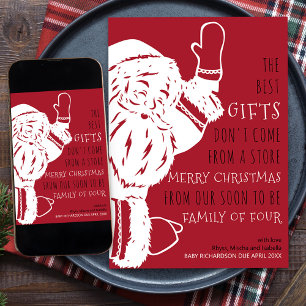 Soon to Be Family of Four Santa Pregnancy Holiday Card