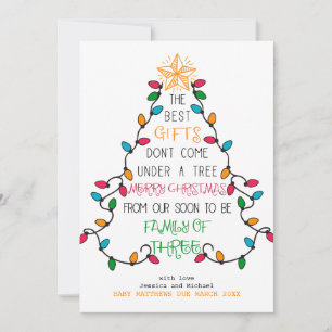 Soon to be Family of Three Christmas Pregnancy Holiday Card