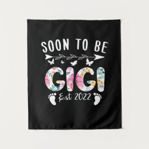 Soon To Be Gigi Est 2022 Floral New Grandma Mother Tapestry