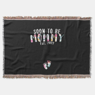 Soon To Be Gigi Est 2022 Floral New Grandma Mother Throw Blanket