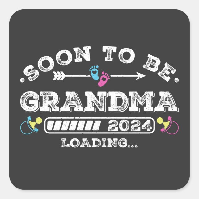 Soon to Be Grandma 2024 Loading Square Sticker (Front)