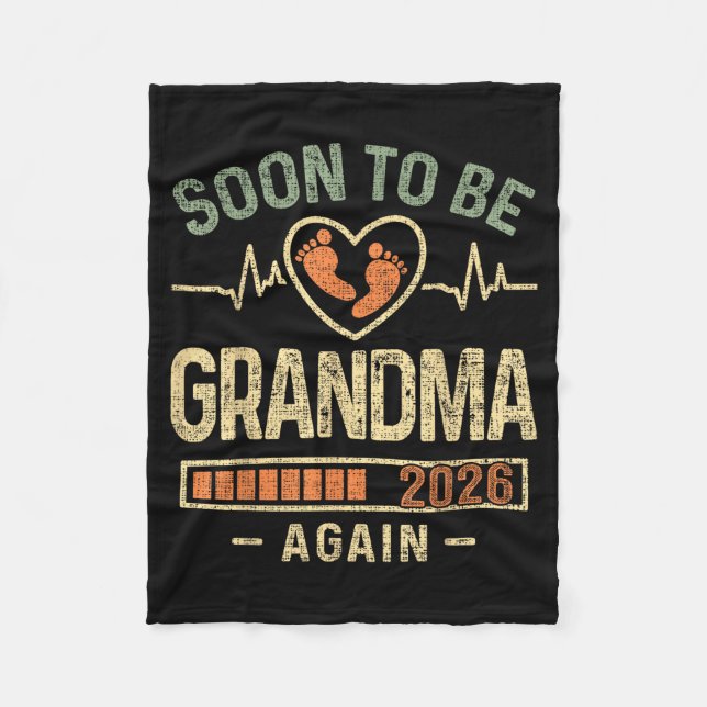 Soon To Be Grandma Again 2026 Expecting Baby Grand Fleece Blanket (Front)
