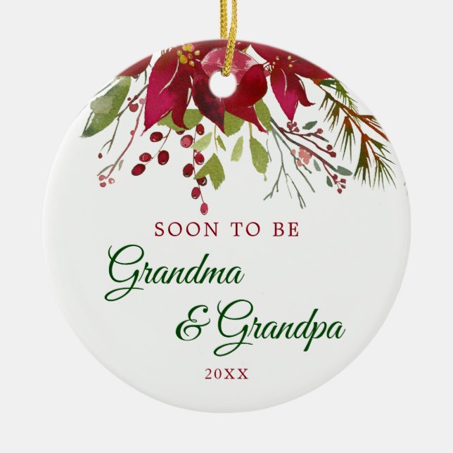 Soon To Be Grandma and Grandpa Gift | Grandparents Ceramic Tree Decoration (Front)