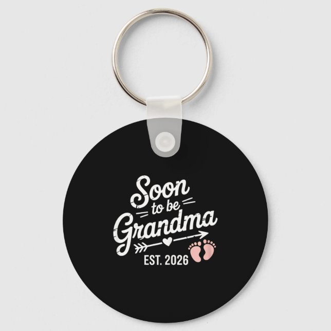 Soon To Be Grandma Pregnancy Announcement Est 2026 Key Ring (Front)
