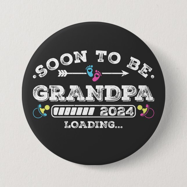 Soon to Be Grandpa 2024 Loading Round 7.5 Cm Round Badge (Front)