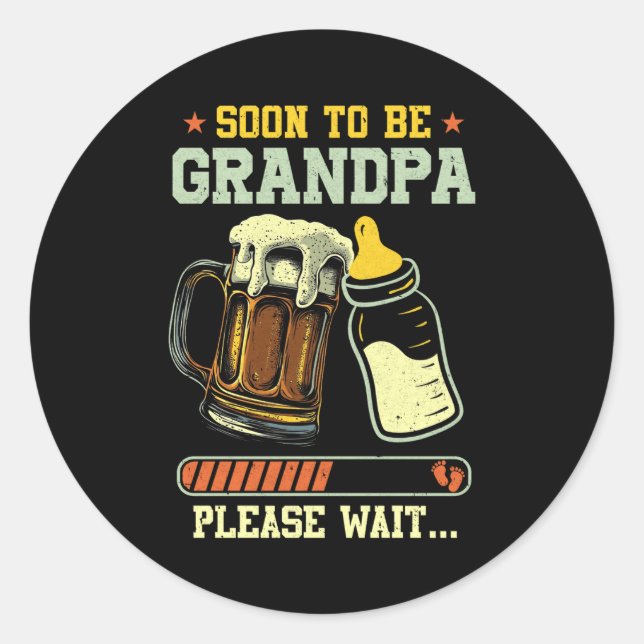 Soon To Be Grandpa Est 2025 Pregnancy Announcement Classic Round Sticker (Front)