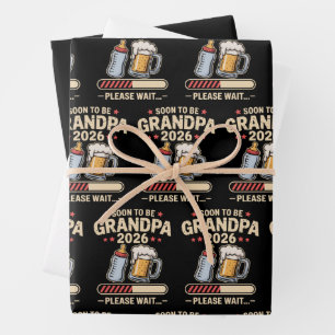 Soon to Be Grandpa Est 2026 Baby Announcement  Wrapping Paper Sheet
