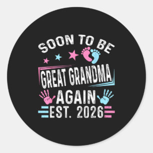Soon To Be Great Grandma Again Est. 2026 Vintage G Classic Round Sticker