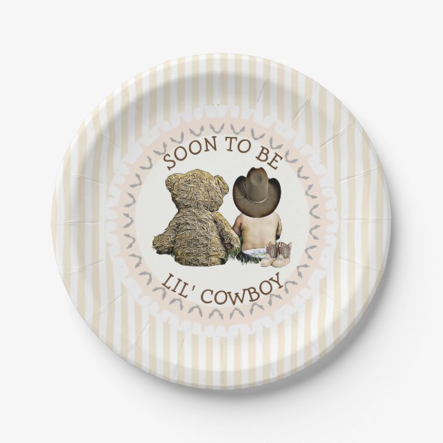 Soon to be Lil' Cowboy Baby Shower Cake Plates (Front)