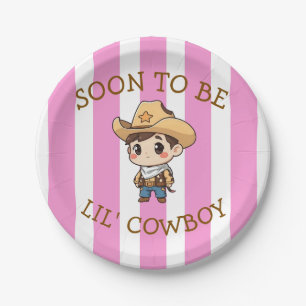Soon to be Lil' Cowboy Baby Shower Floral Paper Plate