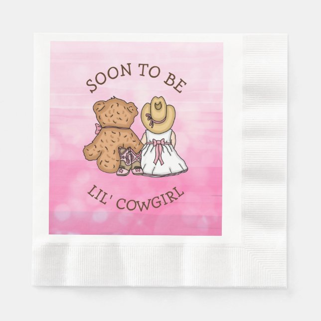 Soon to be Lil' Cowgirl | Girl's Baby Shower Napkin (Front)