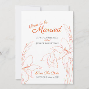 Soon to be married botanica art gladiolus orange save the date