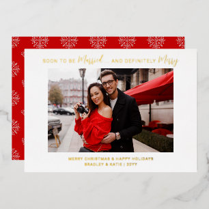 Soon to Be Married Definitely Merry Gold Foil Holiday Card
