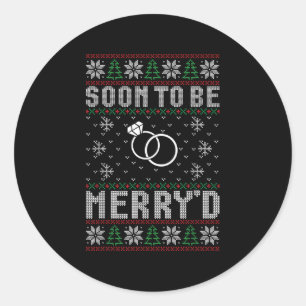 Soon To Be Married Merryd Christmas Bride Groom Co Classic Round Sticker