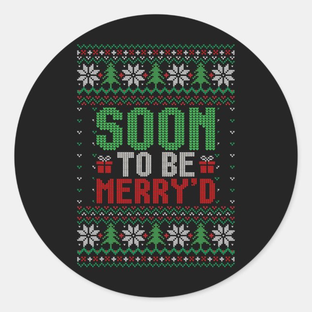 Soon To Be Merry'd Bride Engaged Matching Couples  Classic Round Sticker (Front)