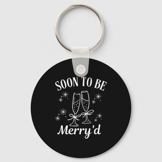 Soon To Be Merry'd Christmas Couple Engagement  Key Ring (Front)