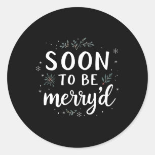 Soon To Be Merry'd Christmas Engaged Couple Matchi Classic Round Sticker
