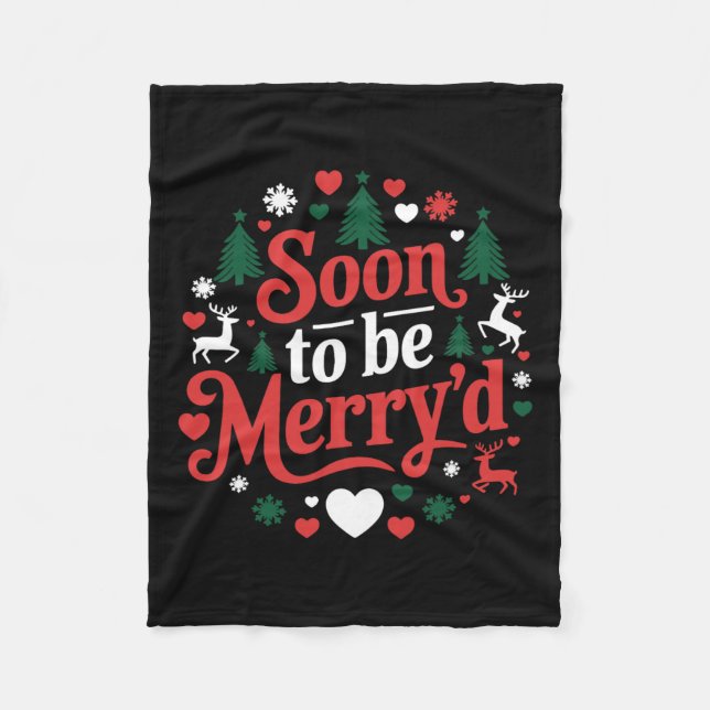 Soon To Be Merry'd Christmas Engaged Couple Matchi Fleece Blanket (Front)
