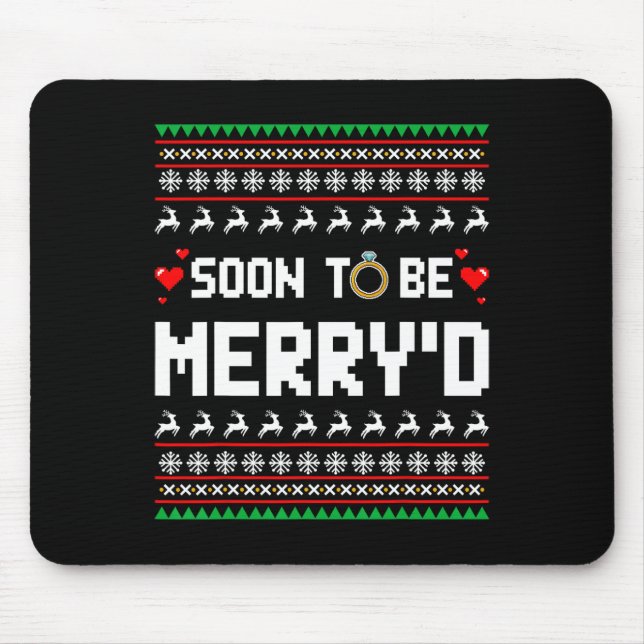 Soon To Be Merry'd Christmas Engaged Couple Matchi Mouse Mat (Front)