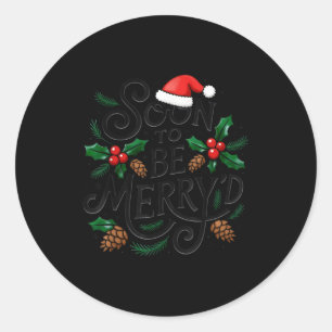 Soon To Be Merry'd Christmas Engaged Fiance Santa Classic Round Sticker