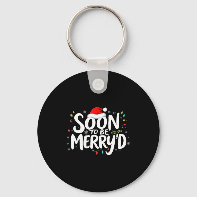 Soon To Be Merry'd Christmas Engaged Fiance Santa  Key Ring (Front)