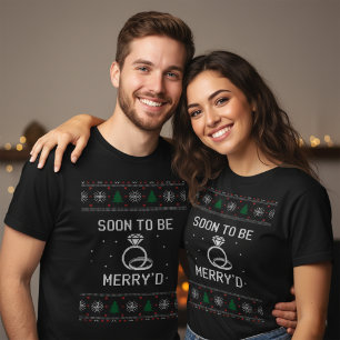 Soon To Be Merry'd Engagement Christmas Matching T-Shirt