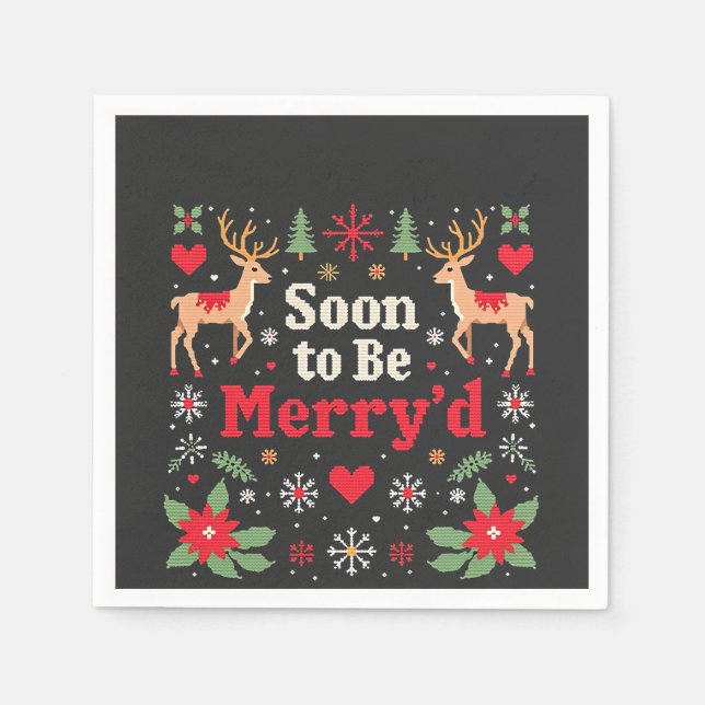 Soon to Be Merry'd Funny Christmas Couples  Napkin (Front)
