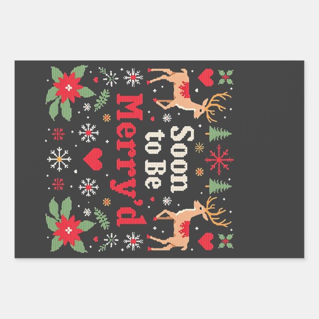 Soon to Be Merry'd Funny Christmas Couples  Wrapping Paper Sheet (Front)