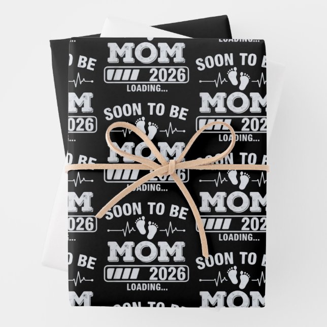 Soon to Be Mom 2026 Loading Pregnancy Announcement Wrapping Paper Sheet (In situ)