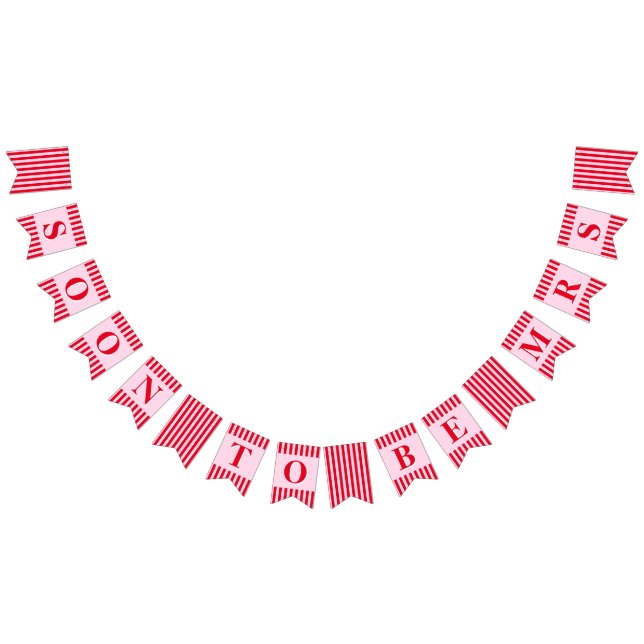 Soon to be Mrs. Retro Red & Pink Stripes Bunting (All)