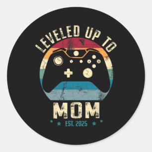 Soon To Be Mum 2025 Funny I Levelled Up To Mummy 2 Classic Round Sticker