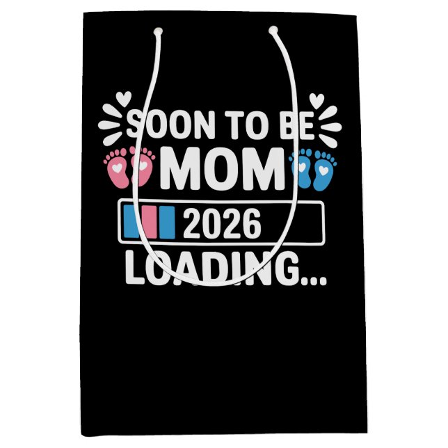 Soon To Be Mum 2026 Loading Pregnancy Announcement Medium Gift Bag (Front)