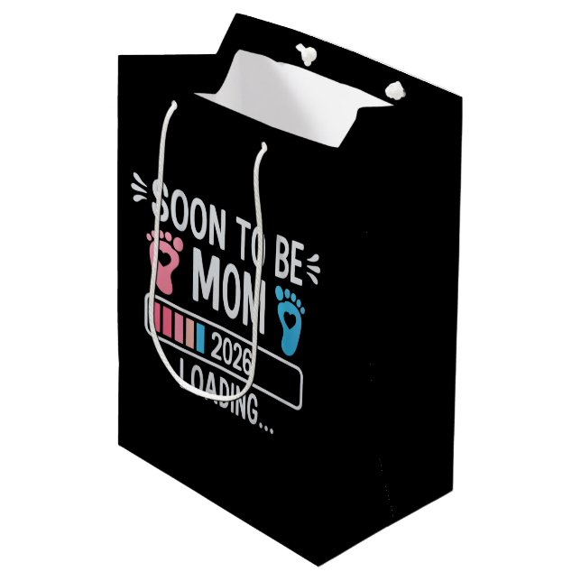 Soon to Be Mum 2026 Loading Pregnancy Announcement Medium Gift Bag (Front Angled)