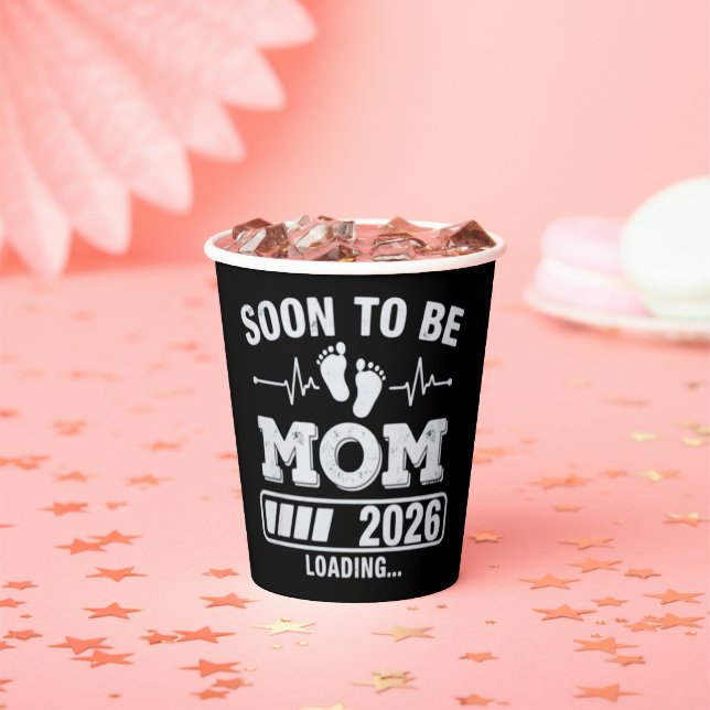 Soon to Be Mum 2026 Loading Pregnancy Announcement Paper Cups (Insitu)