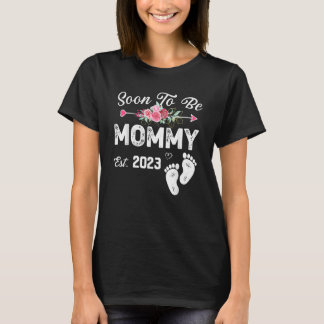 Soon To Be Mummy 2023 Floral Baby Pregnancy Announ T-Shirt
