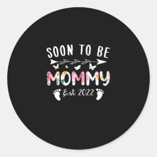 Soon To Be Mummy Est 2022 Floral New Grandma Classic Round Sticker