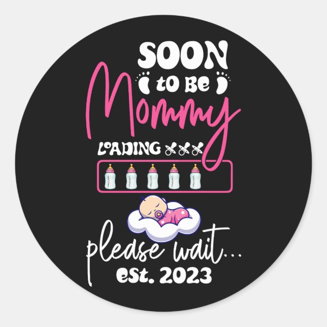 Soon To Be Mummy Est 2023 Pregnancy Announcement M Classic Round Sticker (Front)