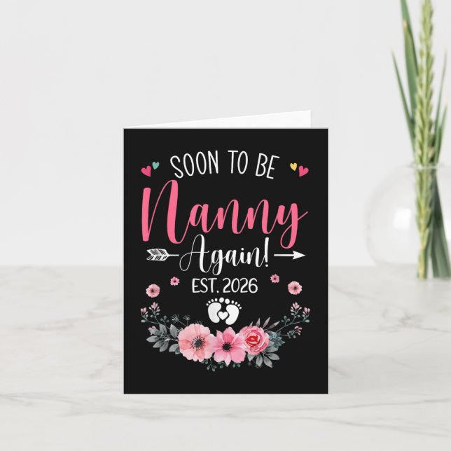 Soon To Be Nanny Again Est 2026 Mothers Day T-shir Card (Front)