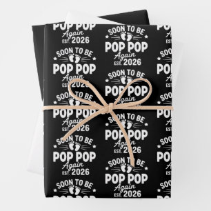 Soon To Be Pop Pop Again est. 2026 Pregnancy  Wrapping Paper Sheet