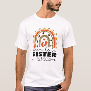 Soon To Be Sister Est 2022 Funny Mother's Day Leop T-Shirt
