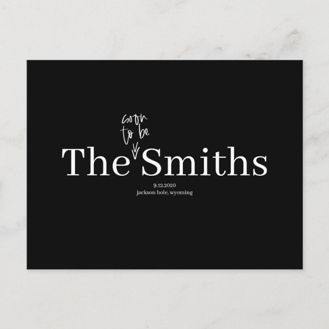 Soon to Be Smiths Wedding Save the Date Announcement Postcard (Front)