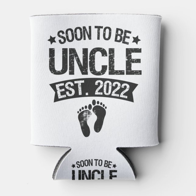 Soon To Be Uncle 2022 Funny New Born Baby Gift Can Cooler (Front)