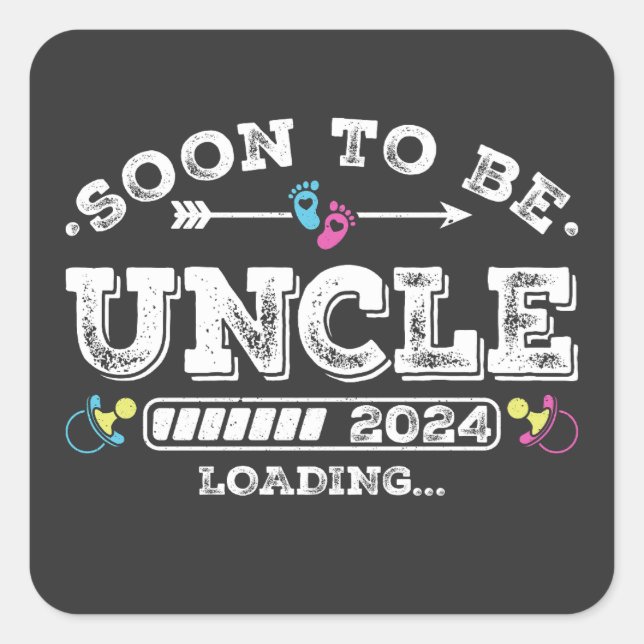 Soon to Be Uncle 2024 Loading Square Sticker (Front)
