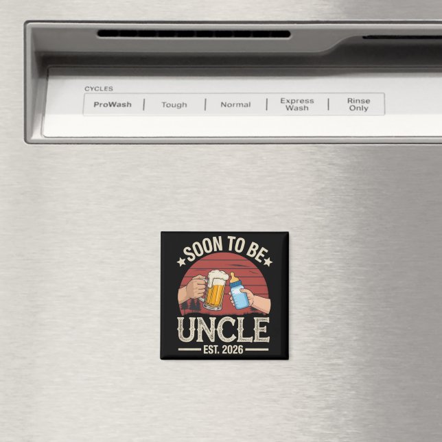 Soon To Be Uncle 2026 Retro Pregnancy Announcement Magnet (In Situ (Dishwasher))