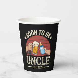 Soon To Be Uncle 2026 Retro Pregnancy Announcement Paper Cups