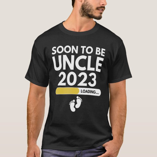 Soon To Be Uncle Est 2023 Loading Pregnancy Reveal T-Shirt (Front)