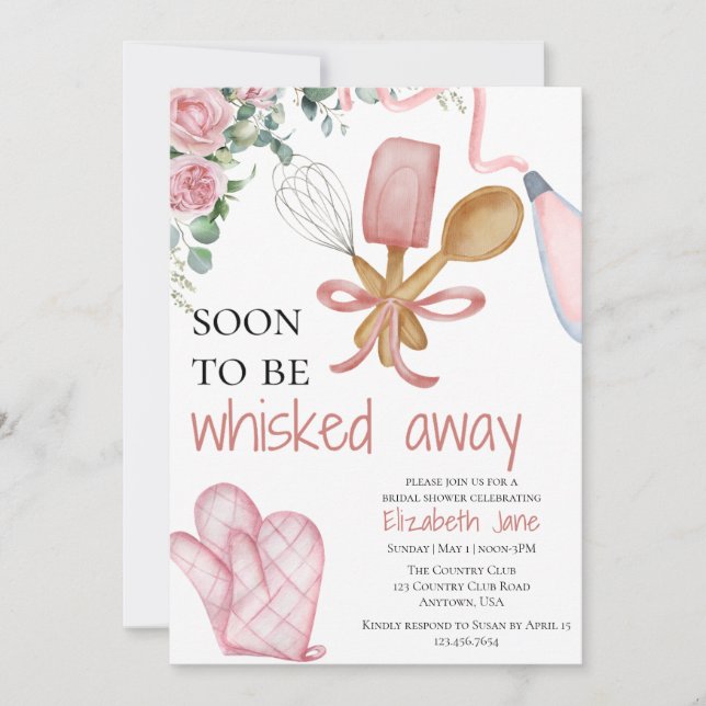 Soon to be whisked away bridal shower invitation (Front)